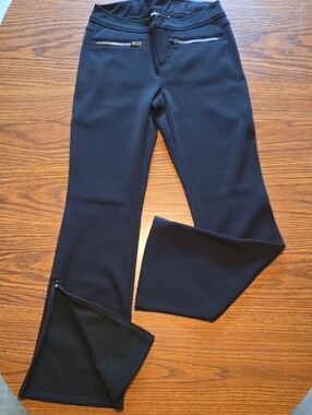 Athleta Black Boot Cut Flare Pants with Zipper Details